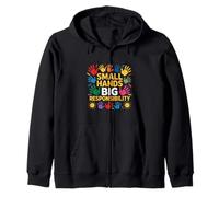 Small Hands Big Responsibility Teacher Kids Zip Hoodie