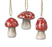 Small Hanging Ceramic Toadstools Set of 3 Halloween Tree Decoration | Christmas, Halloween Tree Decoration