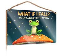 Small Hanging Sign A Frog Sits On A Mushroom Under A Starry Sky Wooded Sign Porch Decorations Outdoor Summer Gifts