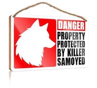 Small Hanging Sign Samoyed Security: The Furry Guardian Wooden Sign Man Cave Decor Decorations For The Kitchen(15X28CM)