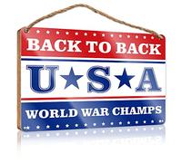 Small Hanging Sign World War Champs Wooden Sign Front Door Decorations Hanging Funny Hanging Door(15X28CM)