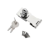 Small Hasp and Staple 90 Degrees Metal Lock Hasp Keyed Locking Hasp and Staple with Padlock Shed Lock Door Bolt Latch Buckle Safety Door Clasp Knob Shed Locks for Cabinets Cupboard Drawer Gate 3 Inch
