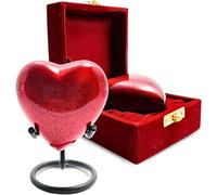 Small Heart for Human Ashes - Keepsake with Box & Stand - Mini Urn Honor Your Loved One with Handcrafted Small Urn - Cremation Urn for Men & Women with Stand (Red, Small)