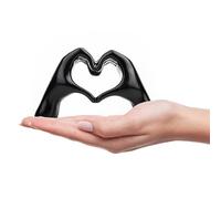 Small Heart Hands Sculpture Decor for Living Room Bedroom Bookshelf Coffe Table and Office Display, Love Finger Statue Modern Aesthetic Home Decor, Unique Gift for Wedding Christmas Birthday (Black)