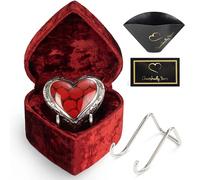 Small Heart Shaped Keepsake Cremation Urns for Human Ashes - Mini Deep Red : Crimson Brass Urn with Velvet Heart Box and Stand - Holds Small Portion of Male or Female Human or Pet Ashes