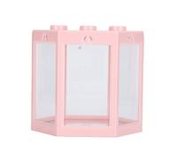 Small Hex Shape Fish Tank, Plastic Aquarium Decoration, Blue, 12x10.5x11cm - Durable Material, Portable Design, Ideal for Office and Home (Pinkish)