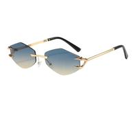 Small Hexagon Rimless Sunglasses for Women Men Luxury Polygon Retro Metal Frame Uv400