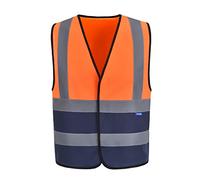 Small hi vis Women Reflective Vest orange navy High Visibility hi viz vis Executive Waistcoat