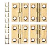 Small Hinges for Wooden Box, 4 Pcs Brass Mini Hinges for Crafts 1 Inch Folding Gold Cabinet Hinge with Mounting Screws for Drawer Door Closet Jewelry Box Wooden Case Furniture
