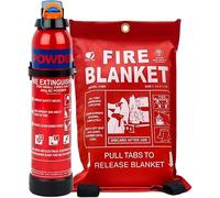 Small Home Fire Safety Pack, Small 600g Aerosol Dry Powder Fire Extinguisher & 1m x 1m Soft Case Fire Blanket (600g Fire Extinguisher)