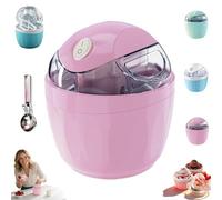 Small Home Ice Cream Machine, Personal Mini Ice Cream Machine, Kitchen Freezer Bowl, 17-Cup Capacity, Quick Preparation in 15 Minutes, for Frozen Yogurt, Sorbet and Ice Cream(Pink)