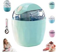 Small Home Ice Cream Machine, Personal Mini Ice Cream Machine, Kitchen Freezer Bowl, 17-Cup Capacity, Quick Preparation in 15 Minutes, for Frozen Yogurt, Sorbet and Ice Cream(Cyan)
