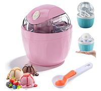 Small Home Mini Ice Cream Maker, 17oz Electric Gelato & Sorbet Machine, Quick 15-Minute DIY Dessert Maker with One-Touch Control, Single Serving of Gelato, Frozen Yogurt (Pink)