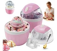 Small Home Mini Ice Cream Maker, Household Fully Automatic Ice Cream Making Machine with One-Touch Control, 17oz, 15-Minute Personal Mini Sorbet Machine for Homemade Frozen Yogurt(Pink)