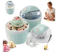 Small Home Mini Ice Cream Maker, Household Fully Automatic Ice Cream Making Machine with One-Touch Control, 17oz, 15-Minute Personal Mini Sorbet Machine for Homemade Frozen Yogurt(Green)