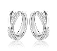 Small Hoop Earrings for Women, Silver AAA+ Zirconia Crystal Rhinestones Diamond Hoop Earrings, Silver Small Cartilage Huggie Hoop 925 Sterling Silver Small Twist Chunky Hoop Earrings for Women