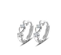 Small Hoop Earrings, Hoop Earrings Silver Heart Shape and Zircon Are Wrong 11X2.3mm for Women Prom Jewelry Modern