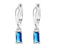 Small Hoop Earrings With Blue Drop, 925 Silver Dangle Earrings For Women - Hypoallergenic, 2PCS