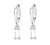 Small Hoop Earrings With Cubic Zircon Drop, 925 Silver Dangle Earrings For Women - Hypoallergenic, 2PCS
