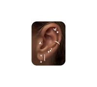 Small hoop stud earrings low-allergy women's set 7 pairs 14K gold-plated silver circular cartilage delicate cute earring set flat-back earrings spiral ear jacket, fashion accessories Western jewelry g