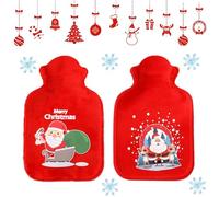 Small Hot Water Bottle,Christmas Hot Water Bottle,2PCS Mini Hot Waterbottle,hotwaterbottle Christmas,Red Xmas Santa Claus