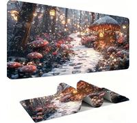 Small House Snow Scenery Mouse Pad 900x400x3 mm, Gaming Accessories Mouse Mat - Mousepad with Non-Slip Base and Stitched Edge Compatible with Laser and Optical Mice Table Pad, Gaming (90x40) j0xk-131