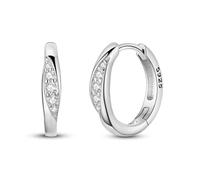 Small Huggie Hoop Earrings for Women, 927 Sterling Silver Cubic Zirconia Huggie Earrings U-Shaped Hypoallergenic Earrings Minimalist Jewelry Sparkly Hoops With Crystals for