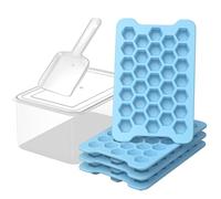 Small Ice Cube Tray for Freezer: FDDAI Easy Release Ice Cube Maker - Plastic Stackable Cubed Ice Trays and Bin - Making Tiny Honeycomb Icecubes