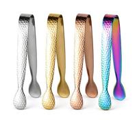 Small Ice Tongs Sugar Tongs - Ice Tongs, Mini Tongs, Sweet Tongs,304 Stainless Steel,Hammer Textured Non-Slip Grip for Serving Ice Cubes & Sugar Cubes(4PCS Colorful)