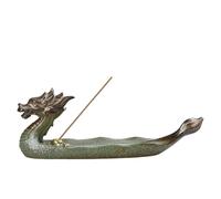Small Incense Burner,Retro Dragon Boat Incense Holder,Stick Holder Burner,Hand Carved Carving Censer,Chinese Style Aroma Burner(Green)