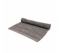 Small Indian Handloom Cotton Rug - Charcoal, Soft & Durable Decor