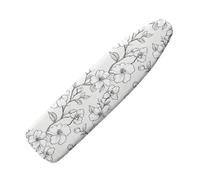 Small Ironing Board Covers 90 x 30 Plant White Bungee Elasticated with Padding, Resists Scorching and Easy Fit Mini & Portable Ironing Boards Cover