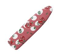 Small Ironing Board Covers 90 x 30 Red Rose Bungee Elasticated with Padding, Resists Scorching and Easy Fit Mini & Portable Ironing Boards Cover