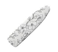 Small Ironing Board Covers 90 x 30 White Gray Flowers Bungee Elasticated with Padding, Resists Scorching and Easy Fit Mini & Portable Ironing Boards Cover