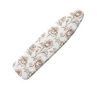 Small Ironing Board Covers 90 x 30 White Plants Bungee Elasticated with Padding, Resists Scorching and Easy Fit Mini & Portable Ironing Boards Cover