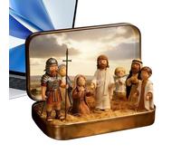 Small Jesus Figurine - Funny Easter Religious Decoration | Mini Resurrection Scene Figurines Tin Box Set Pocket Nativity Ornament | Mini Saints Set - Scaffal