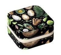 Small Jewellery Box for Ring Earring Necklace Bracelet Bangle, Mini Travel Jewelry Case Storage Organiser for Women Girls Gifts - Dinosaur Eyes Fossil Green