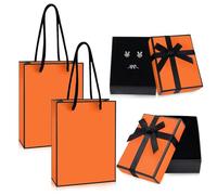 Small Jewelry Gift Box, 2 Pcs Gift Boxes with 2 Pcs Gift Bags, Luxury Gift Boxes with Lids, Black Bow-Knot Present Box for Bracelet Earrings Rings Bangle Necklace(9x7x3cm)