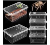 Small Jumping Spider Enclosure - 6 Pack Spider Terrariums, Breeding Box, Transparent Hatching Container, Plastic Feeding Box - 6 Pcs Super Mini