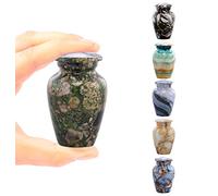 Small Keepsake Cremation Urns for Human Ash Metal Keepsake Urn with Marbled Finish Mini Cremation Urn for Pets Handmade Funeral Urns with Velvet Pouch (Emerald)