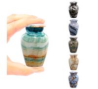 Small Keepsake Cremation Urns for Human Ashes - Marble Finish Metal Keepsake Urn - Mini Cremation Urn for Pet Ashes - Handcrafted Memorial Urn - Funeral Urns with Velvet Bag (Blue Marsh)