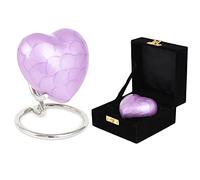Small Keepsake Heart Cremation Urn For Ashes With New Improved Lid, Mini Heart Memorial Urn With Box & Stand (Purple Aluminium)