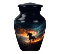 Small Keepsake Urn Black Horse and Stormy Sky Urn - Keepsake Cremation Urn for Ashes - Mini Urn for Human Ashes - Urn for Ashes for Women - Cremation Urn for Adults -(Size - 3inch, Pack of 1)