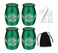 Small Keepsake Urns for Human Ashes Angel Wings Cremation Urns for Ashes 4 Piece Stainless Steel Funeral Memorial Ashes holder-Your Wings Were Ready, But My Heart Was Not (4Pcs-Green Customized)