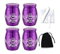 Small Keepsake Urns for Human Ashes Angel Wings Cremation Urns for Ashes 4 Piece Stainless Steel Funeral Memorial Ashes holder-Your Wings Were Ready, But My Heart Was Not (4Pcs-Purple Customized)