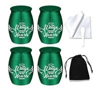 Small Keepsake Urns for Human Ashes Angel Wings Cremation Urns for Ashes 4 Piece Stainless Steel Funeral Memorial Ashes holder-Your Wings Were Ready, But My Heart Was Not (4Pcs-Green)