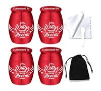 Small Keepsake Urns for Human Ashes Angel Wings Cremation Urns for Ashes 4 Piece Stainless Steel Funeral Memorial Ashes holder-Your Wings Were Ready, But My Heart Was Not (4Pcs-Red Customized)