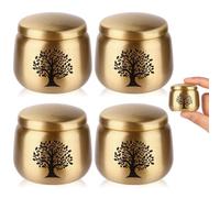 Small Keepsake Urns for Human Ashes Set of 4,Mini Urns for Ashes Made of Brass with Tree of Life Pattern Engraved,Small Cremation Keepsakes for Ashes Adult Women Male Pet