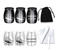 Small Keepsake Urns for Human Ashes - Set of 6 - Share Urn with Family & Friends Mini Cremation Urns with Feather Seagull Pattern Metal Memorial Ashes Holder (6Pcs Urn Back Custom)