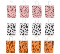 Small Kraft Paper Gift Bags with Handles 12pcs for Party Favors | Chic Leopard Print Style, Sturdy Paper Construction, Suitable for Jewellery or Cookies